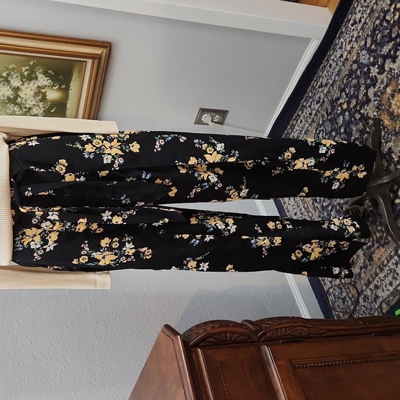 Divided H&M high slit black floral flowy pants sheer fabric size 12 SHEER - Picture 2 of 11